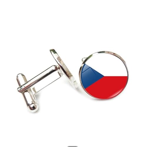 Cufflinks for Men Women with Czech Republic National Flag Pattern Classic Round Men's Cufflinks Jewelry for Wedding Anniversary Business Party Events Tuxedo Dress Shirt von Liumarvexia