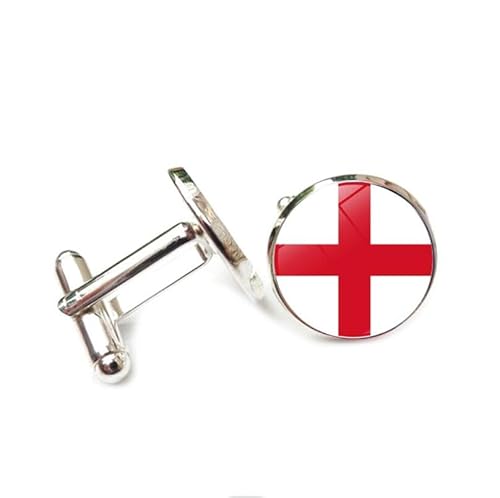 Cufflinks for Men Women with England National Flag Pattern Classic Round Men's Cufflinks Jewelry for Wedding Anniversary Business Party Events Tuxedo Dress Shirt von Liumarvexia