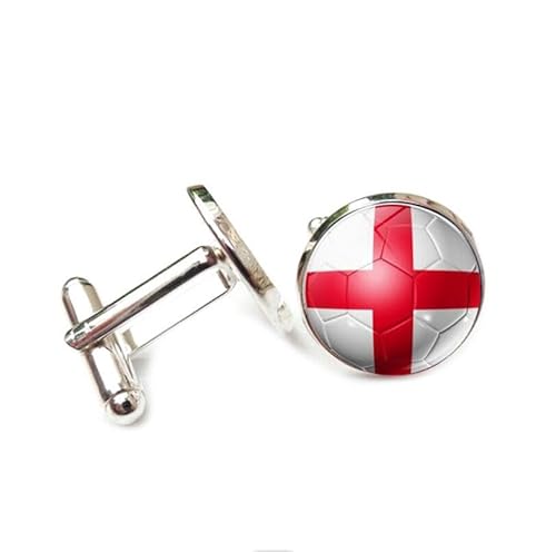 Cufflinks for Men Women with England World Cup Flag Pattern Classic Round Men's Cufflinks Jewelry for Wedding Anniversary Business Party Events Tuxedo Dress Shirt von Liumarvexia