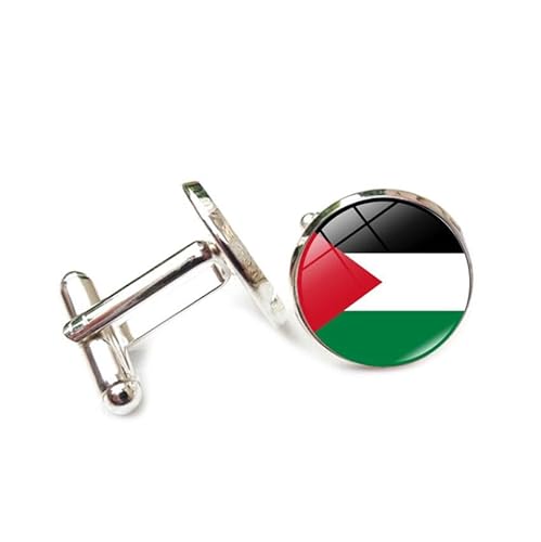 Cufflinks for Men Women with Palestinian Flag Map Pattern Classic Round Men's Cufflinks Jewelry for Wedding Anniversary Business Party Events Tuxedo Dress Shirt von Liumarvexia