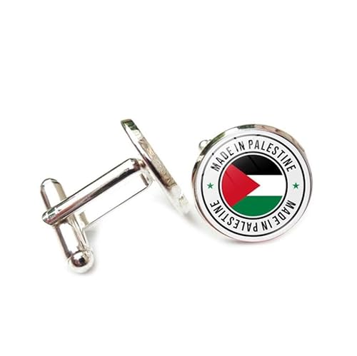 Cufflinks for Men Women with Palestinian Flag Map Pattern Classic Round Men's Cufflinks Jewelry for Wedding Anniversary Business Party Events Tuxedo Dress Shirt von Liumarvexia