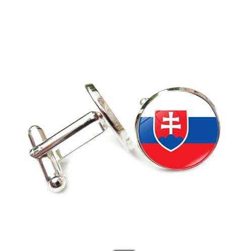 Cufflinks for Men Women with Slovakia National Flag Pattern Classic Round Men's Cufflinks Jewelry for Wedding Anniversary Business Party Events Tuxedo Dress Shirt von Liumarvexia