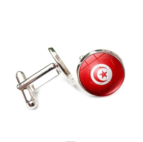 Cufflinks for Men Women with Tunisia World Cup Flag Pattern Classic Round Men's Cufflinks Jewelry for Wedding Anniversary Business Party Events Tuxedo Dress Shirt von Liumarvexia