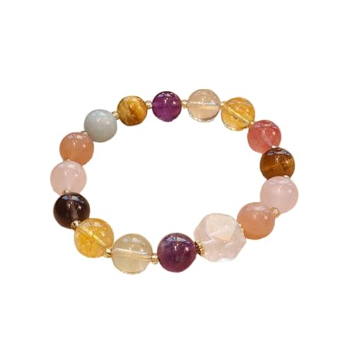 Liumarvexia 10mm Natürliches mehrfarbiges Kristallperlenarmband, Natürliches Material Perlen Armbänder Stretch Armband Schmuck mit Geschenkbox für Frauen Frau Freundinnen von Liumarvexia