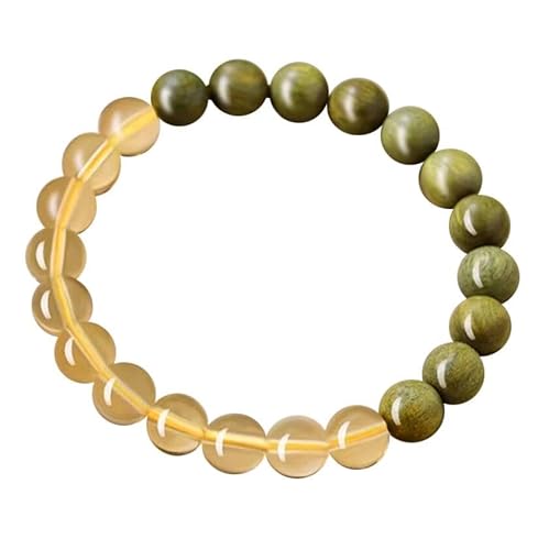 Liumarvexia 10mm Natur Sandalholz Gelb Kristall Armband, Natürliches Material Perlen Armbänder Stretch Armband Schmuck mit Geschenkbox für Frauen Frau Freundinnen von Liumarvexia