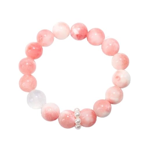 Liumarvexia 12mm große Perlen rosa persische Jade Perle Armband, Natürliches Material Perlen Armbänder Stretch Armband Schmuck mit Geschenkbox für Frauen Frau Freundinnen von Liumarvexia