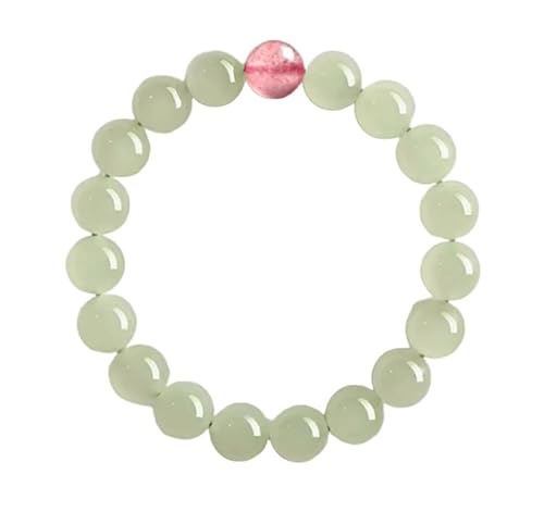 Liumarvexia 6mm Natürliches Hotan Jade Erdbeere Kristall Armband, Natürliches Material Perlen Armbänder Stretch Armband Schmuck mit Geschenkbox für Frauen Frau Freundinnen von Liumarvexia