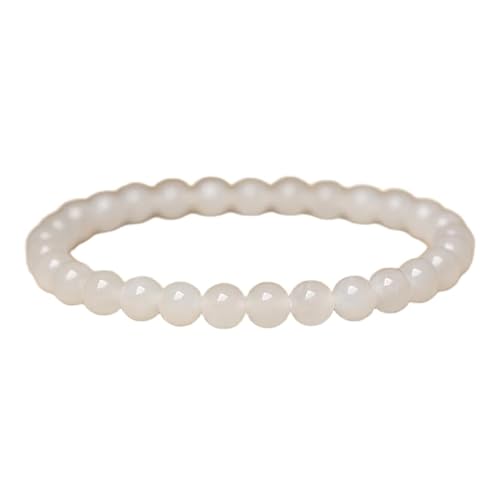 Liumarvexia 6mm Natürliches Hotan weißes Jadearmband, Natürliches Material Perlen Armbänder Stretch Armband Schmuck mit Geschenkbox für Frauen Frau Freundinnen von Liumarvexia