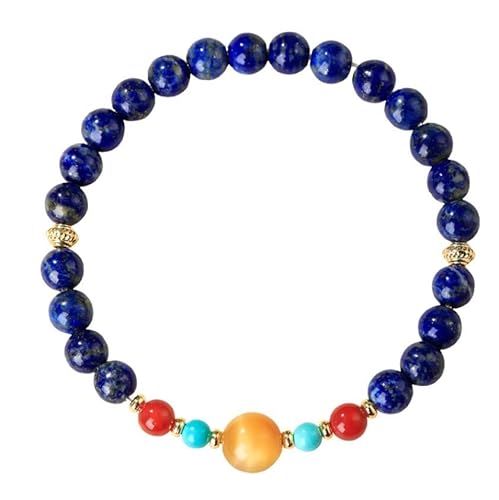 Liumarvexia 6mm Natürliches Lapis Lazuli blaues Kristallarmband, Natürliches Material Perlen Armbänder Stretch Armband Schmuck mit Geschenkbox für Frauen Frau Freundinnen von Liumarvexia