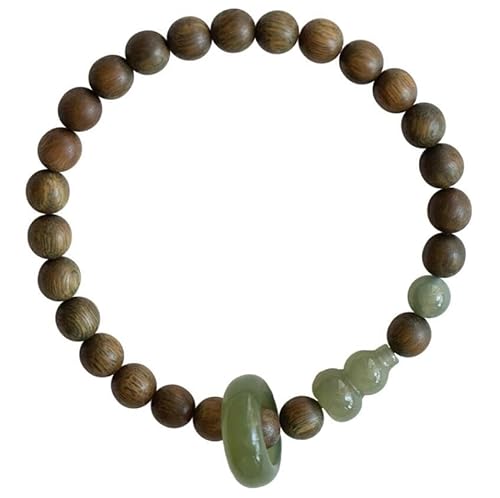 Liumarvexia 6mm Natürliches Sandalholz Hotan Jade Gourd Armband, Natürliches Material Perlen Armbänder Stretch Armband Schmuck mit Geschenkbox für Frauen Frau Freundinnen von Liumarvexia