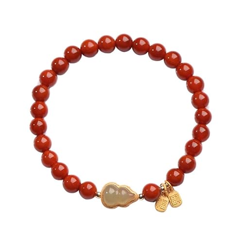 Liumarvexia 6mm Natürliches rotes Agat Hotan Jade Gourd Armband, Natürliches Material Perlen Armbänder Stretch Armband Schmuck mit Geschenkbox für Frauen Frau Freundinnen von Liumarvexia