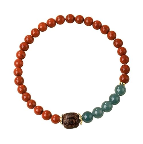 Liumarvexia 6mm Natürliches rotes Agat blaues Jade Armband, Natürliches Material Perlen Armbänder Stretch Armband Schmuck mit Geschenkbox für Frauen Frau Freundinnen von Liumarvexia