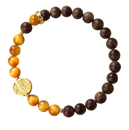 Liumarvexia 6mm Natur Gelb Tiger Auge Stein Agarholz Armband, Natürliches Material Perlen Armbänder Stretch Armband Schmuck mit Geschenkbox für Frauen Frau Freundinnen von Liumarvexia