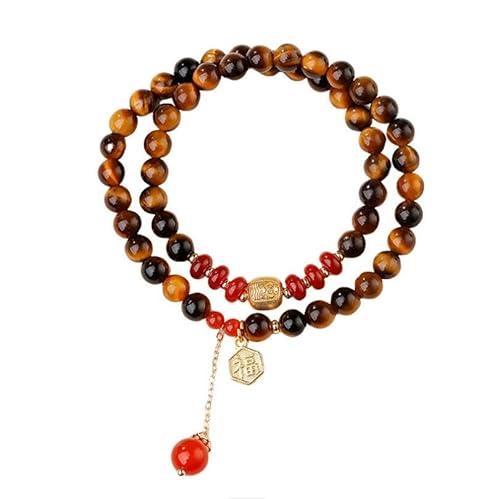 Liumarvexia 6mm Natur Tiger Auge Stein Zakyram Doppelschicht Armband, Natürliches Material Perlen Armbänder Stretch Armband Schmuck mit Geschenkbox für Frauen Frau Freundinnen von Liumarvexia