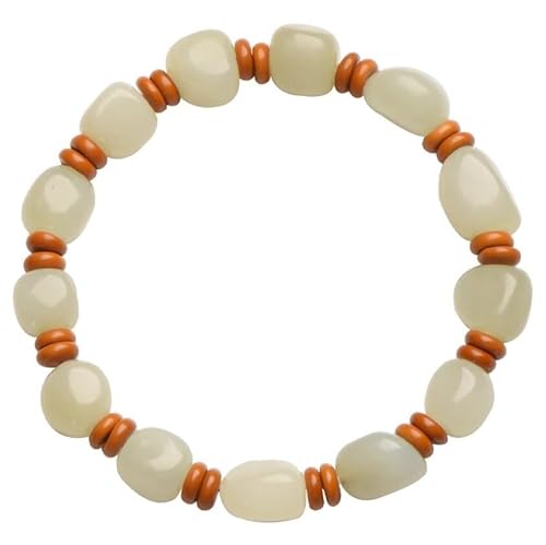 Liumarvexia 8mm Natürliche Form Hotan Jade Pfirsichholz Armband, Natürliches Material Perlen Armbänder Stretch Armband Schmuck mit Geschenkbox für Frauen Frau Freundinnen von Liumarvexia