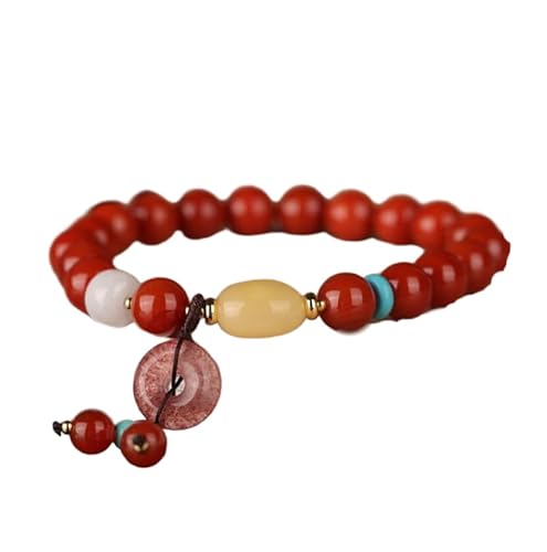 Liumarvexia 8mm Rotes Agat Hotan Jade Kristallkette Charm Armband, Natürliches Material Perlen Armbänder Stretch Armband Schmuck mit Geschenkbox für Frauen Frau Freundinnen von Liumarvexia