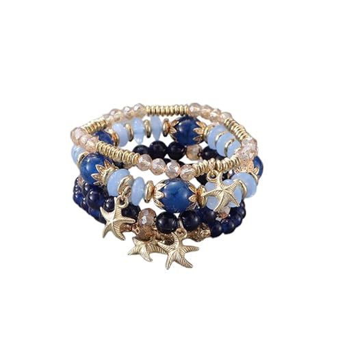 Liumarvexia Bohemian Bead Multi-Layer Armband mit Seestern Anhänger, Boho Armband Charme Schmuck mit Geschenkbox für Frauen Sommer Beach Party Stapelbar Stretch Schmuck Geschenke, Color4 von Liumarvexia
