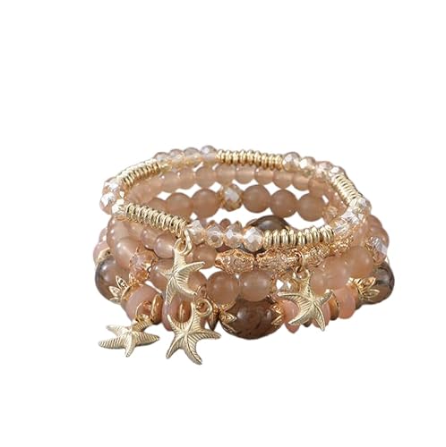 Liumarvexia Bohemian Bead Multi-Layer Armband mit Seestern Anhänger, Boho Armband Charme Schmuck mit Geschenkbox für Frauen Sommer Beach Party Stapelbar Stretch Schmuck Geschenke, Color6 von Liumarvexia