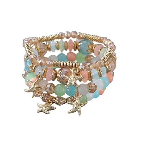 Liumarvexia Bohemian Bead Multi-Layer Armband mit Seesternen Anhänger, Boho Armband Charme Schmuck mit Geschenkbox für Frauen Sommer Beach Party Stapelbar Stretch Schmuck Geschenke, Color8 von Liumarvexia