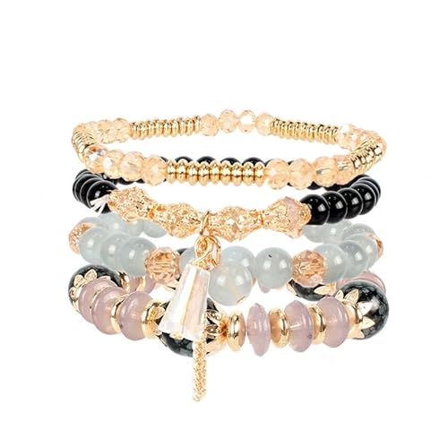 Liumarvexia Bohemian Beam Multi Layer Kristall Anhänger Armband, Boho Armband Charme Schmuck mit Geschenkbox für Frauen Sommer Beach Party stapelbare Stretch Schmuck Geschenke, Color2 von Liumarvexia