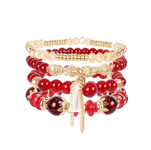 Liumarvexia Bohemian Beam Multi Layer Kristall Anhänger Armband, Boho Armband Charme Schmuck mit Geschenkbox für Frauen Sommer Beach Party stapelbare Stretch Schmuck Geschenke, Color3 von Liumarvexia