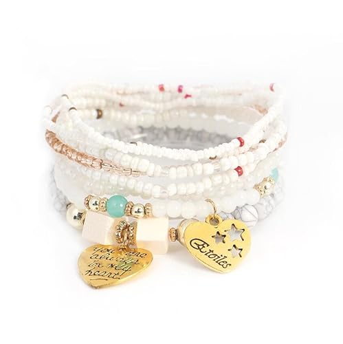 Liumarvexia Bohemian Multi Layer Bead Herz Charm gestapelt Armband, Boho Armband Charm Schmuck mit Geschenkbox für Frauen Sommer Strand Party gestapelbar Stretch Schmuck Geschenke, Color2 Liumarvexia Bohemian Multi Layer Bead Herz Charm gestapelt Armband, Boho Armband Charm Schmuck mit Geschenkbox für Frauen Sommer Strand Party gestapelbar Stretch Schmuck Geschenke, Color2 von Liumarvexia