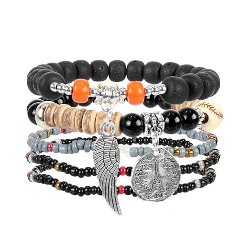 Liumarvexia Bohemian Multi-Layer Multi-Color Bead Feather Pendant Bracelet, Boho Bracelet Charm Jewelry with Gift Box for Women Summer Beach Party Stackable Stretch Jewellery Gifts, Color4 von Liumarvexia
