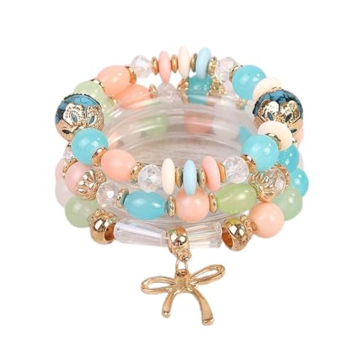 Liumarvexia Bohemian Multi-Layer Perlen Bogen Charme Armband, Boho Armband Charme Schmuck mit Geschenkbox für Frauen Sommer Beach Party stapelbare Stretch Schmuck Geschenke, Color4 von Liumarvexia