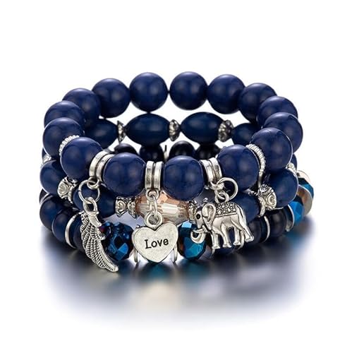 Liumarvexia Bohemian Perlen Elefant Flügel Türkis Armband, Boho Armband Charme Schmuck mit Geschenkbox für Frauen Sommer Beach Party Stapelbar Stretch Schmuck Geschenke, Color5 von Liumarvexia