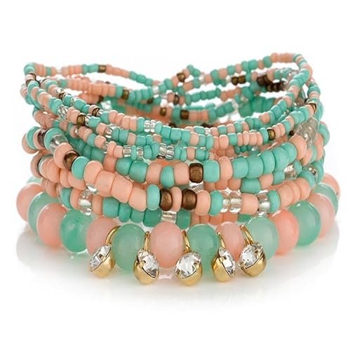 Liumarvexia Bohemian Perlen Strass Charm gestapelt Armband, Boho Armband Charm Schmuck mit Geschenkbox für Frauen Sommer Strand Party gestapelbar Stretch Schmuck Geschenke, Color4 Liumarvexia Bohemian Perlen Strass Charm gestapelt Armband, Boho Armband Charm Schmuck mit Geschenkbox für Frauen Sommer Strand Party gestapelbar Stretch Schmuck Geschenke, Color4 von Liumarvexia