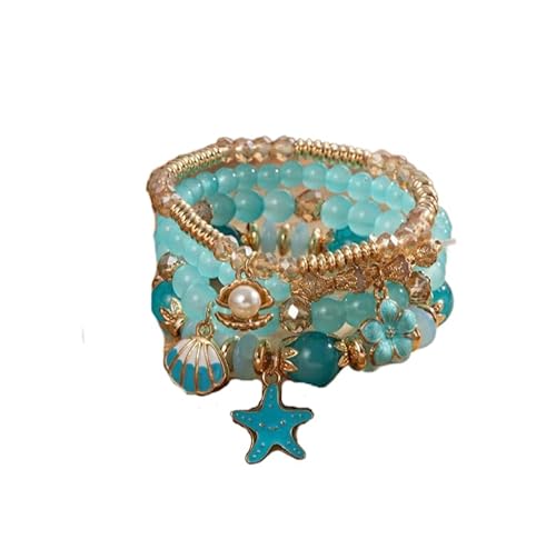 Liumarvexia Bohemian Sea Star Blumen Anhänger Kristall Armband, Boho Armband Charme Schmuck mit Geschenkbox für Frauen Sommer Strand Party Stapelbar Stretch Schmuck Geschenke, Color3 von Liumarvexia