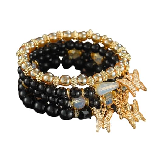 Liumarvexia Bohemian Style Multi-Layer Perlen Schmetterling Anhänger Armband, Boho Armband Charme Schmuck mit Geschenkbox für Frauen Sommer Beach Party Stapelbar Stretch Schmuck Geschenke, Color2 von Liumarvexia