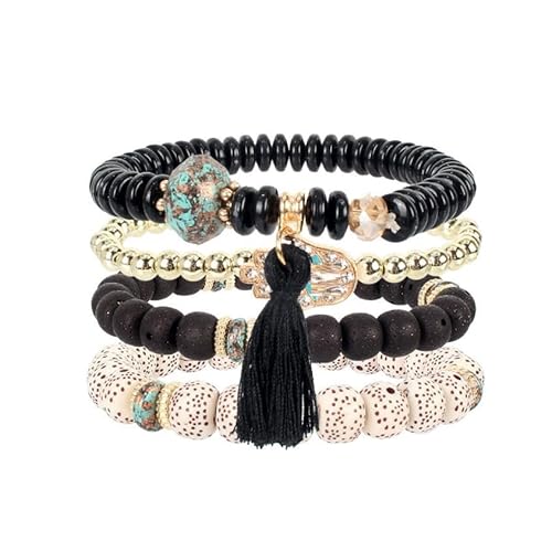 Liumarvexia Bohemian Turquoise Multi Layer Beaded Tassel Bracelet, Boho Bracelet Charm Jewelry with Gift Box for Women Summer Beach Party Stackable Stretch Jewellery Gifts, Color4 Liumarvexia Bohemian Turquoise Multi Layer Beaded Tassel Bracelet, Boho Bracelet Charm Jewelry with Gift Box for Women Summer Beach Party Stackable Stretch Jewellery Gifts, Color4 von Liumarvexia
