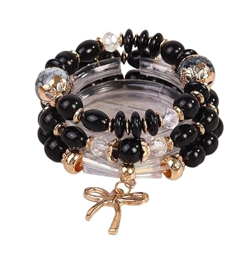 Liumarvexia Bohemian mehrlagige Perlen Bogen Charme Armband, Boho Armband Charme Schmuck mit Geschenkbox für Frauen Sommer Strand Party stapelbare Stretch Schmuck Geschenke, Color1 von Liumarvexia