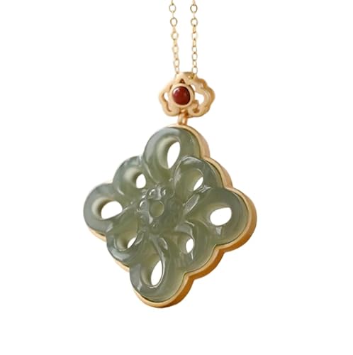Liumarvexia Chinesischer Knoten Jasper Anhänger Halskette Natürliche Jade Elegante Retro Halskette Schmuck mit Geschenkbox für Frauen Frau Mutter von Liumarvexia