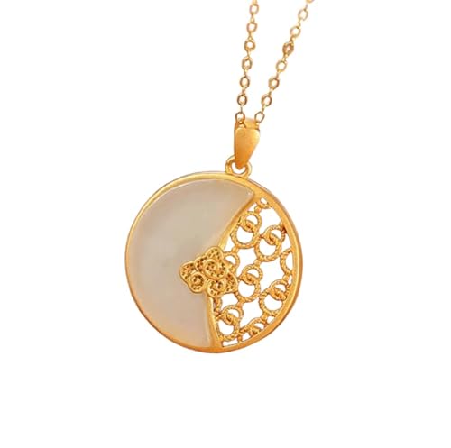 Liumarvexia Glückliche Wolken Ruyi weiße Jade Anhänger Halskette natürliche Jade elegante Retro Halskette Schmuck mit Geschenkbox für Frauen Frau Mutter von Liumarvexia