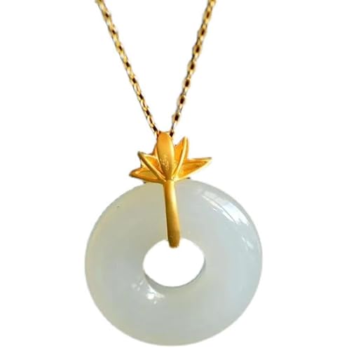 Liumarvexia Hotan Jade Frieden Ring Anhänger Halskette Natürliche Jade Elegante Retro Halskette Schmuck mit Geschenkbox für Frauen Frau Mutter von Liumarvexia