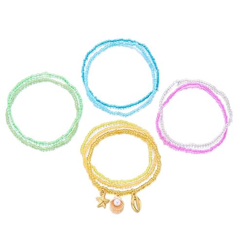 Liumarvexia Mehrschichtperle Starfish Shell Schildkröte Charm Armband, Boho Armband Charm Schmuck mit Geschenkbox für Frauen Sommer Beach Party Stapelbar Stretch Schmuck Geschenke, Color4 von Liumarvexia