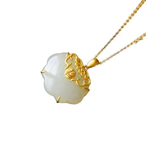 Liumarvexia Natürliche Hotan Jade Fuz Anhänger Halskette Natürliche Jade Elegante Retro Halskette Schmuck mit Geschenkbox für Frauen Frau Mutter von Liumarvexia