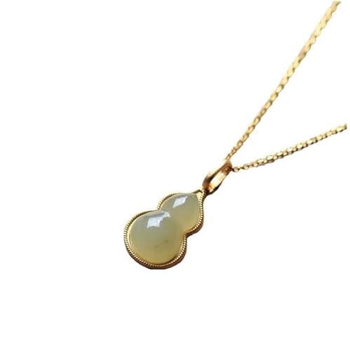 Liumarvexia Natürliche Hotan Jade Gourd Emaille Halskette Natürliche Jade Elegante Retro Halskette Schmuck mit Geschenkbox für Frauen Frau Mutter von Liumarvexia