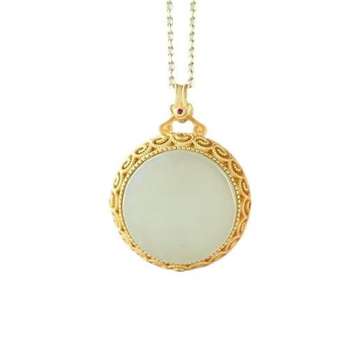 Liumarvexia Natürliche Hotan Jade Öffnbare Keine Warries Halskette Natürliche Jade Elegante Retro Halskette Schmuck mit Geschenkbox für Frauen Frau Mutter von Liumarvexia