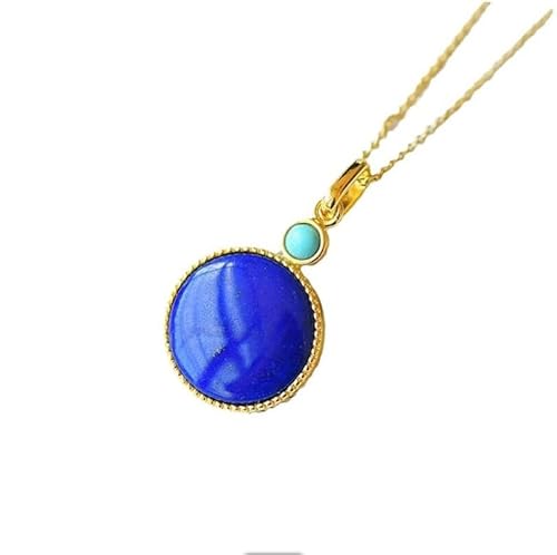 Liumarvexia Natürliche Lapis Lazuli Runde Keine Sorgen Anhänger Halskette Natürliche Jade Elegante Retro Halskette Schmuck mit Geschenkbox für Frauen Frau Mutter von Liumarvexia
