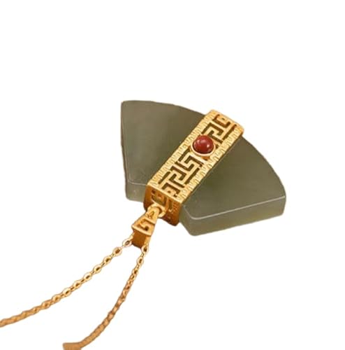 Liumarvexia Natürliche Saphir Fan-geformte Anhänger Halskette Natürliche Jade Elegante Retro Halskette Schmuck mit Geschenkbox für Frauen Frau Mutter von Liumarvexia