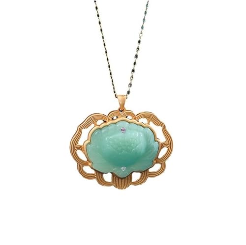 Liumarvexia Natural Jade Lotus Anhänger Halskette Natural Jade Elegante Retro Halskette Schmuck mit Geschenkbox für Frauen Frau Mutter von Liumarvexia