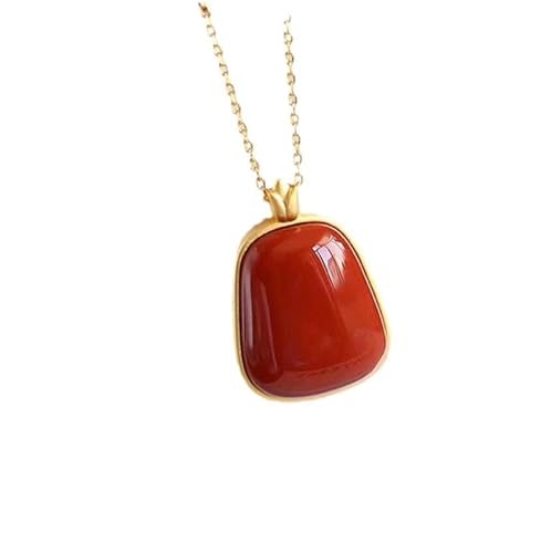 Liumarvexia Natural Southern Red Agate Keine Sorgen Anhänger Halskette Natural Jade Elegante Retro Halskette Schmuck mit Geschenkbox für Frauen Frau Mutter von Liumarvexia