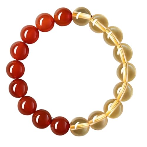 Liumarvexia Rotes Agat Gelb Kristall Naturstein Armband, Natürliches Material Perlen Armbänder Stretch Armband Schmuck mit Geschenkbox für Frauen Frau Freundinnen von Liumarvexia