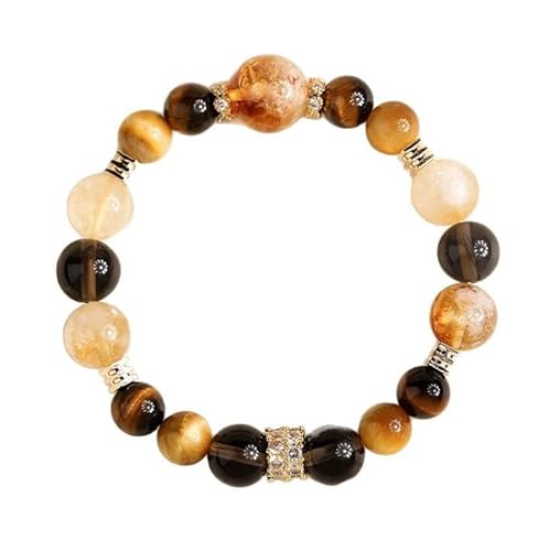 Liumarvexia Tiger Eye Stein Gelb Kristall Mehrere Kristall Reichtum Armband, Natürliches Material Perlen Armbänder Stretch Armband Schmuck mit Geschenkbox für Frauen Frau Freundinnen von Liumarvexia