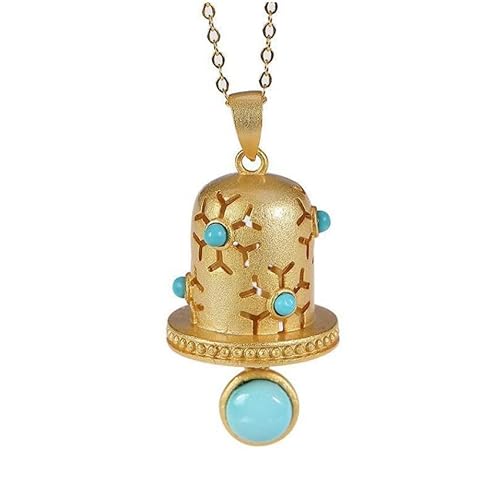 Liumarvexia Türkis Glocke Anhänger Halskette Natürliche Jade Elegante Retro Halskette Schmuck mit Geschenkbox für Frauen Frau Mutter von Liumarvexia