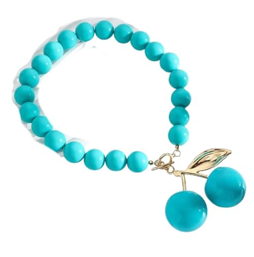 Liumarvexia Übertrieben Acryl überdimensionierte Perlen Halskette für Frauen, Multi-Color Cherry Choker Dainty Halskette Party Punk Trendy Schmuck Geschenk blau verstellbar von Liumarvexia