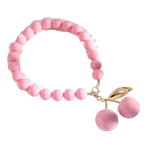 Liumarvexia Übertrieben Acryl überdimensionierte Perlen Halskette für Frauen, Multi-Color Cherry Choker Dainty Halskette Party Punk Trendy Schmuck Geschenk rosa verstellbar von Liumarvexia